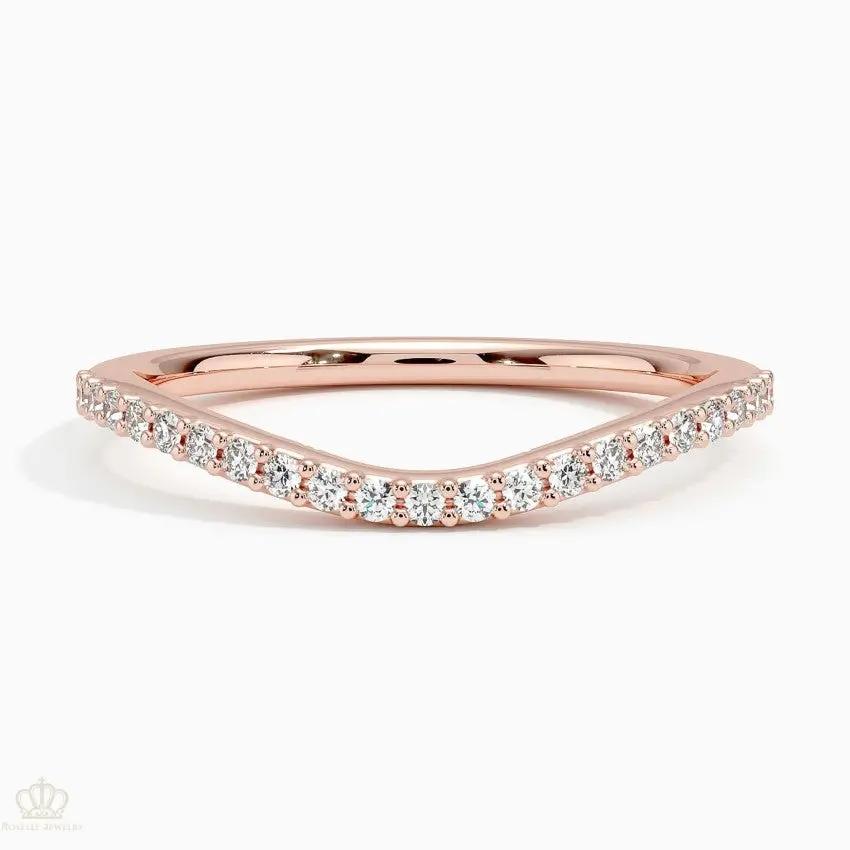 0.17CTW Curved Wedding Band Ring - LR70 - Roselle Jewelry