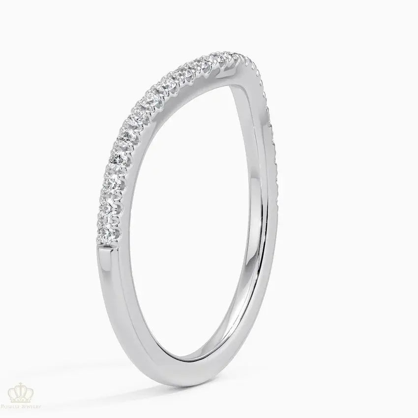 Curved Ballad Wedding Band Ring - LR73 Camélia™