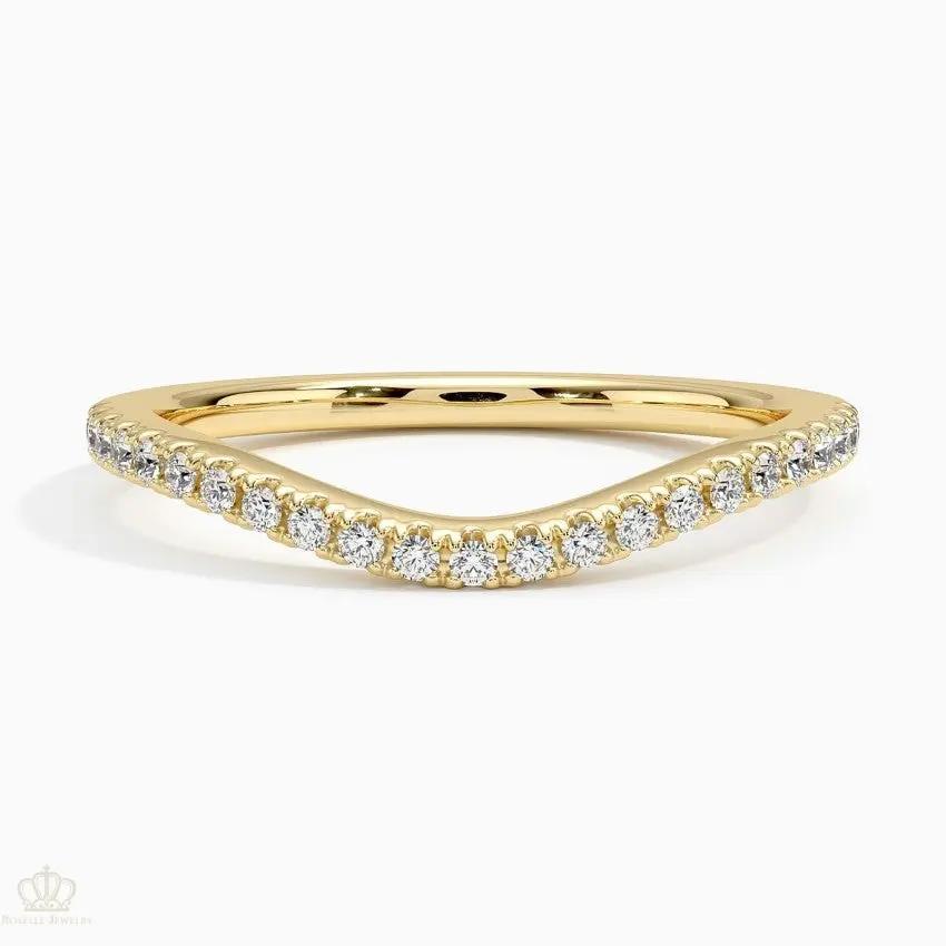 Curved Ballad Wedding Band Ring - LR73 Camélia™