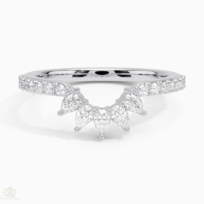 Luxe Pear Lunette Wedding Band Ring - LR111 Camélia™