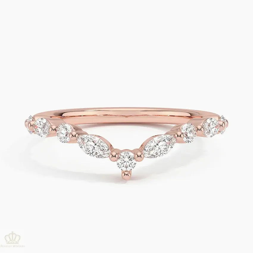 0.38CTW Curved Versailles Diamond Wedding Band Ring - LR44 - Roselle Jewelry