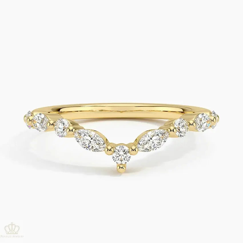 0.38CTW Curved Versailles Diamond Wedding Band Ring - LR44 - Roselle Jewelry
