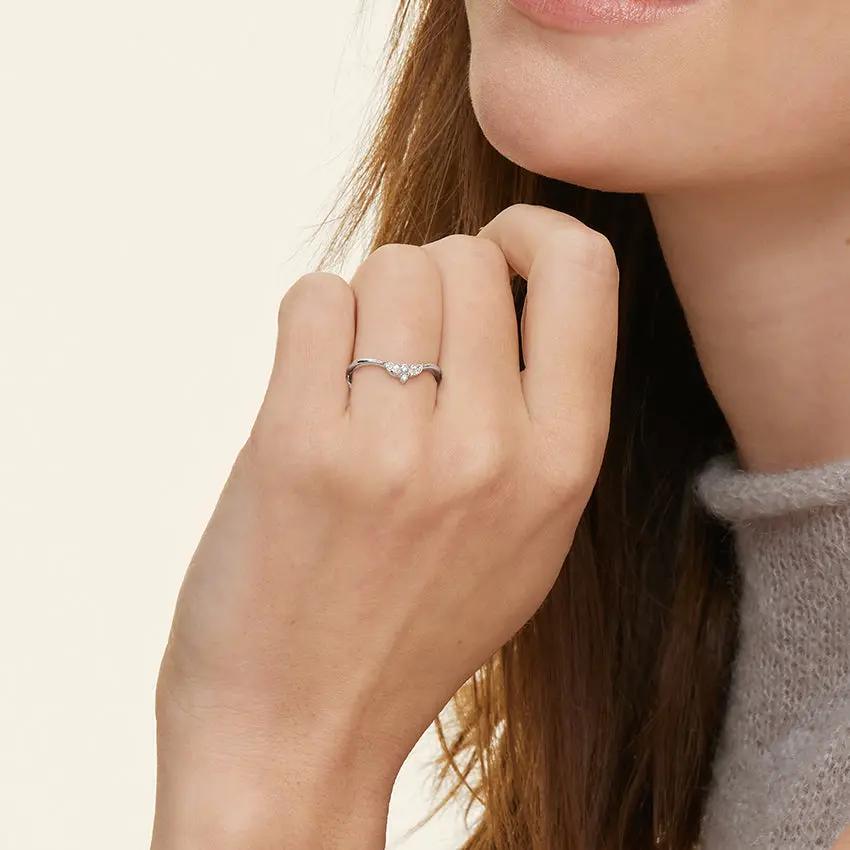 Camellia Milgrain Contoured Wedding Band Ring - LR95 Camélia™