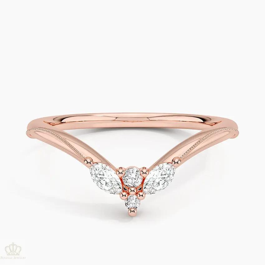 Camellia Milgrain Contoured Wedding Band Ring - LR95 Camélia™