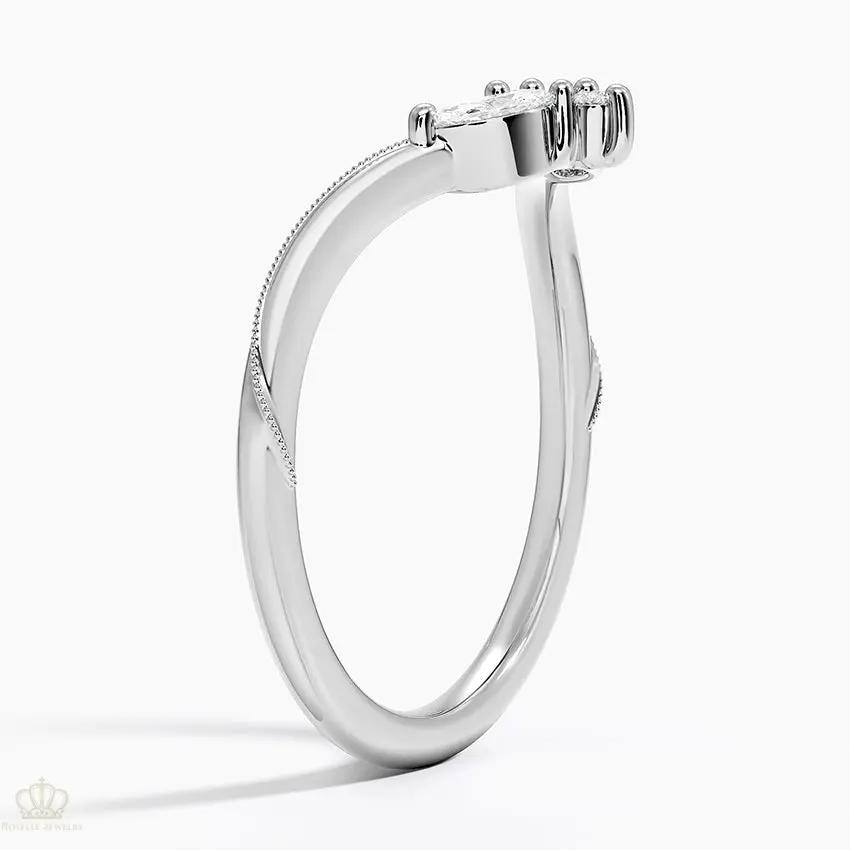 Camellia Milgrain Contoured Wedding Band Ring - LR95 Camélia™