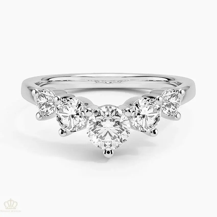 Five Stone Contour Wedding Band Ring - LR79 - Roselle Jewelry
