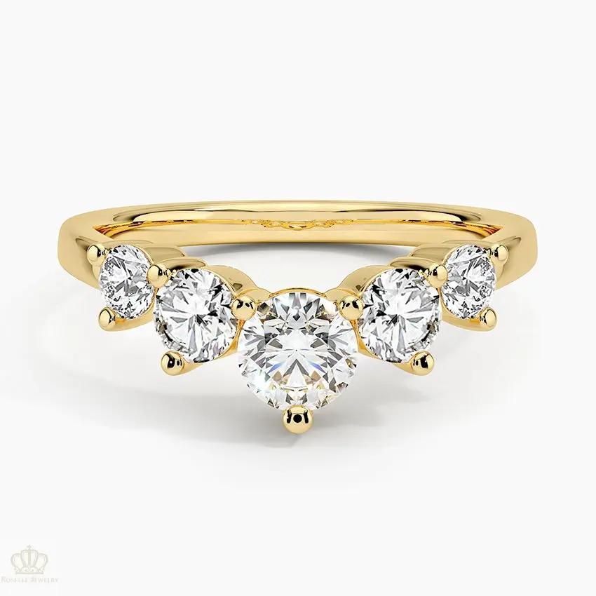 Five Stone Contour Wedding Band Ring - LR79 - Roselle Jewelry