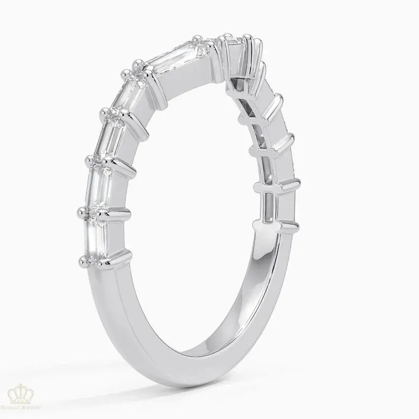 Luxe Tapered Baguette Contour Wedding Band Ring - LR82 Camélia™
