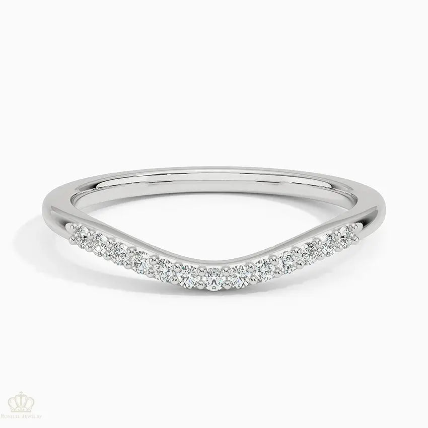 0.09CTW Petite Curved Wedding Band Ring - LR57 - Roselle Jewelry