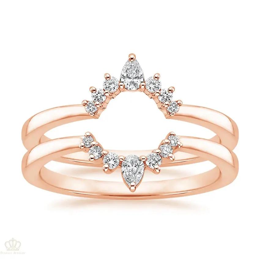 Lunette Nested Diamond Ring Stack Wedding Band Ring - LR49 - Roselle Jewelry