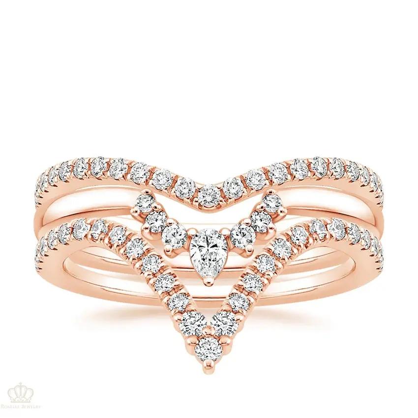 Crown Diamond Stack Wedding Band Ring - LR118 Camélia™