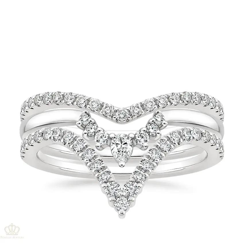 Crown Diamond Stack Wedding Band Ring - LR118 Camélia™