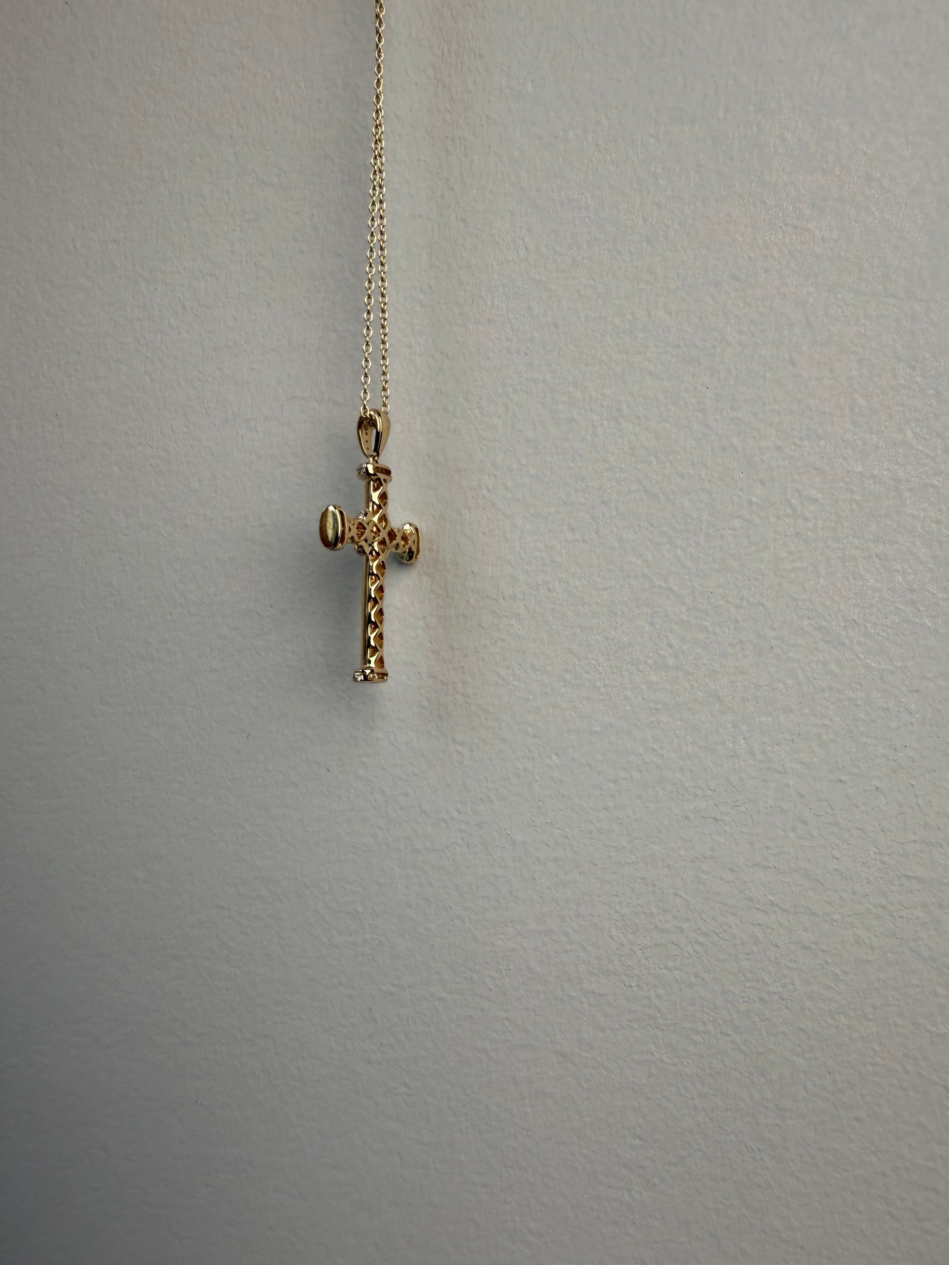 OBFJ0043 - 14K Gold Contemporary Diamond Cross Necklace 5