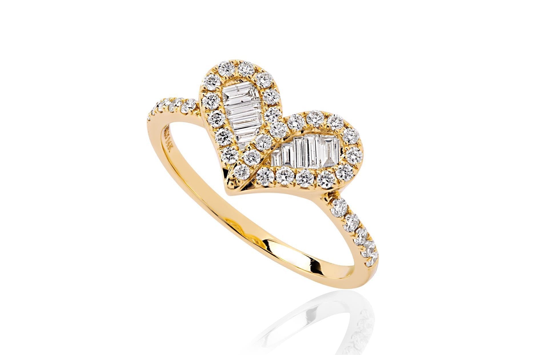 OBFJ0065 - 14k Gold Round Diamond Halo Heart Ring 1