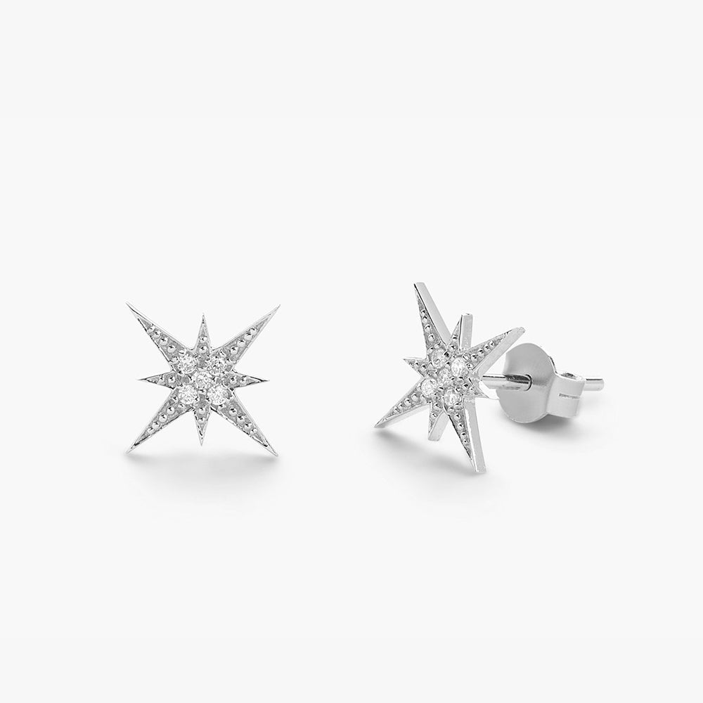 OBFJ1623 - 14K Gold Starburst Diamond Earrings 6