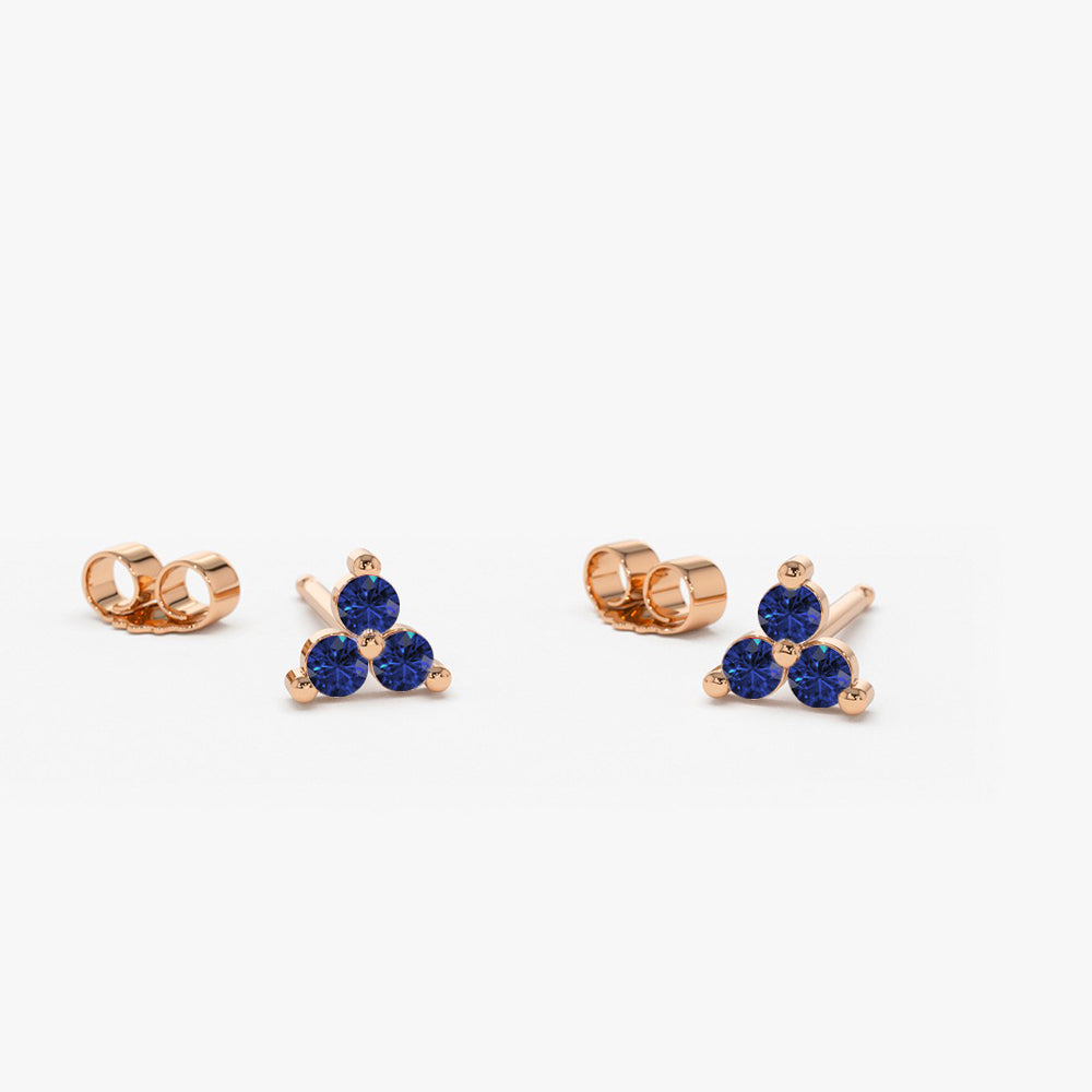 OBFJ0989 - 14K Tiny Trio Sapphire Earrings 5