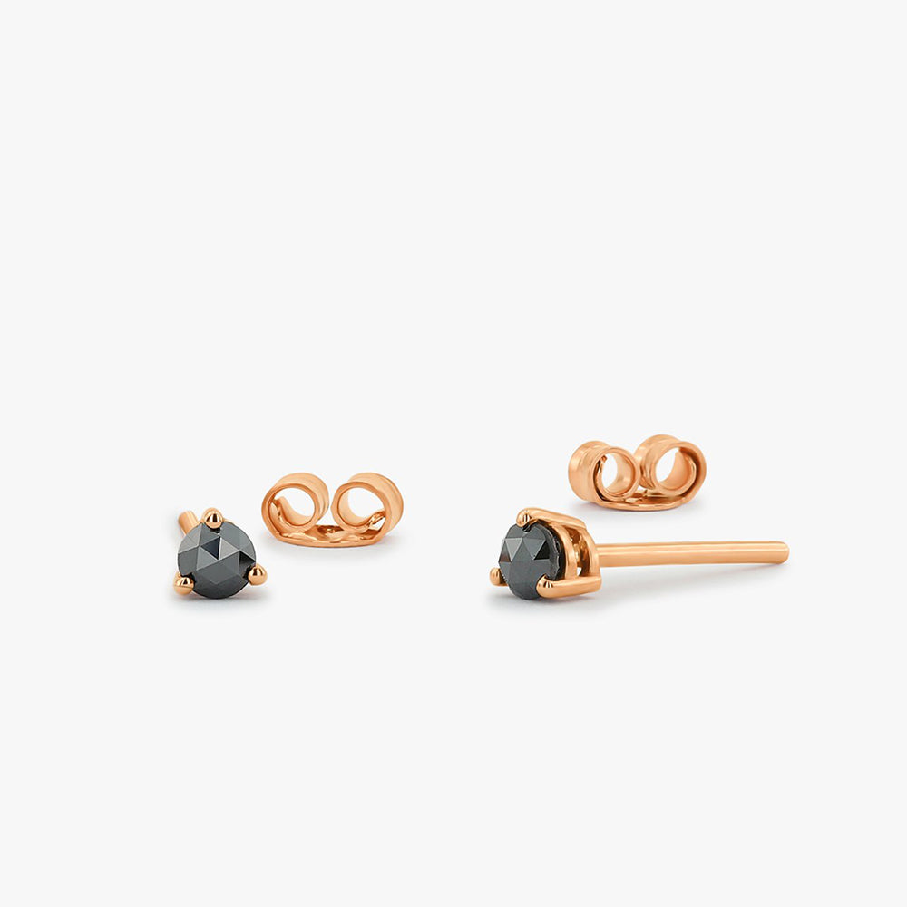 OBFJ1695 - 14K Gold Rose Cut Black Diamond Earrings 4