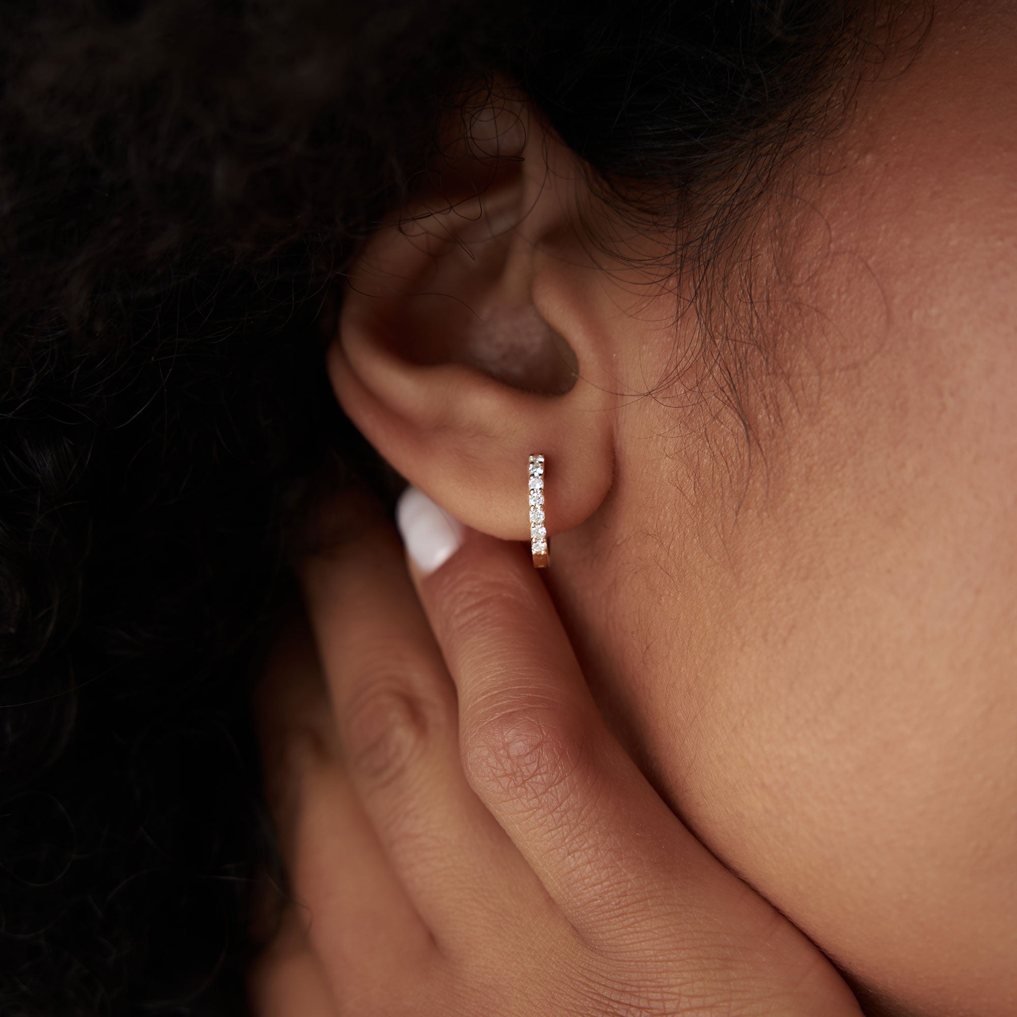 OBFJ0135 - 14K Rose Gold Diamond Hoop Earrings 2