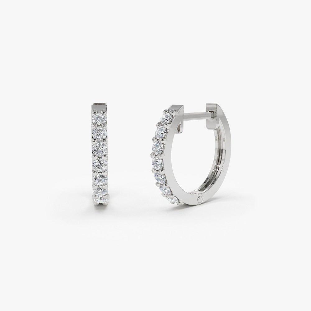 OBFJ1671 - 14K Gold Diamond Hoop Earrings 5