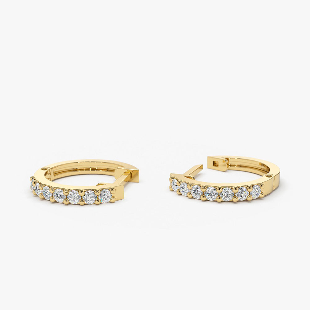 OBFJ1671 - 14K Gold Diamond Hoop Earrings 6