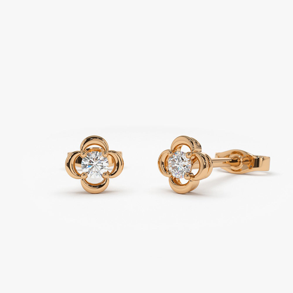 OBFJ2007 - 14k Diamond Clover Earrings 4