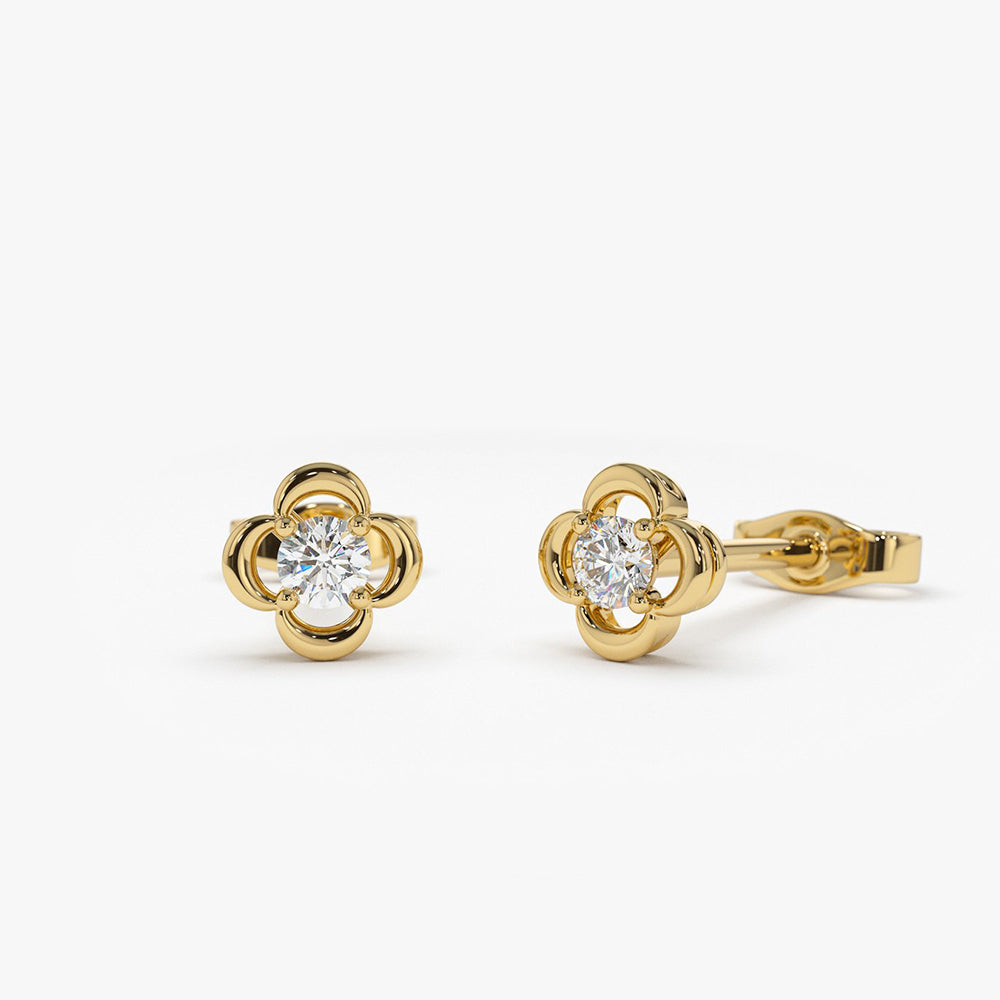 OBFJ2007 - 14k Diamond Clover Earrings 1