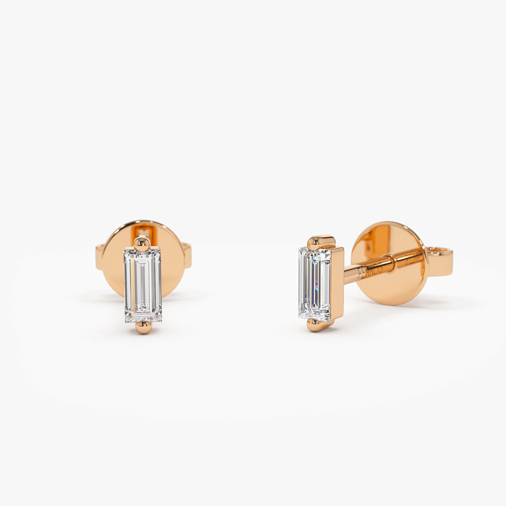 OBFJ2033 - 14k Mini Baguette Diamond Studs 4