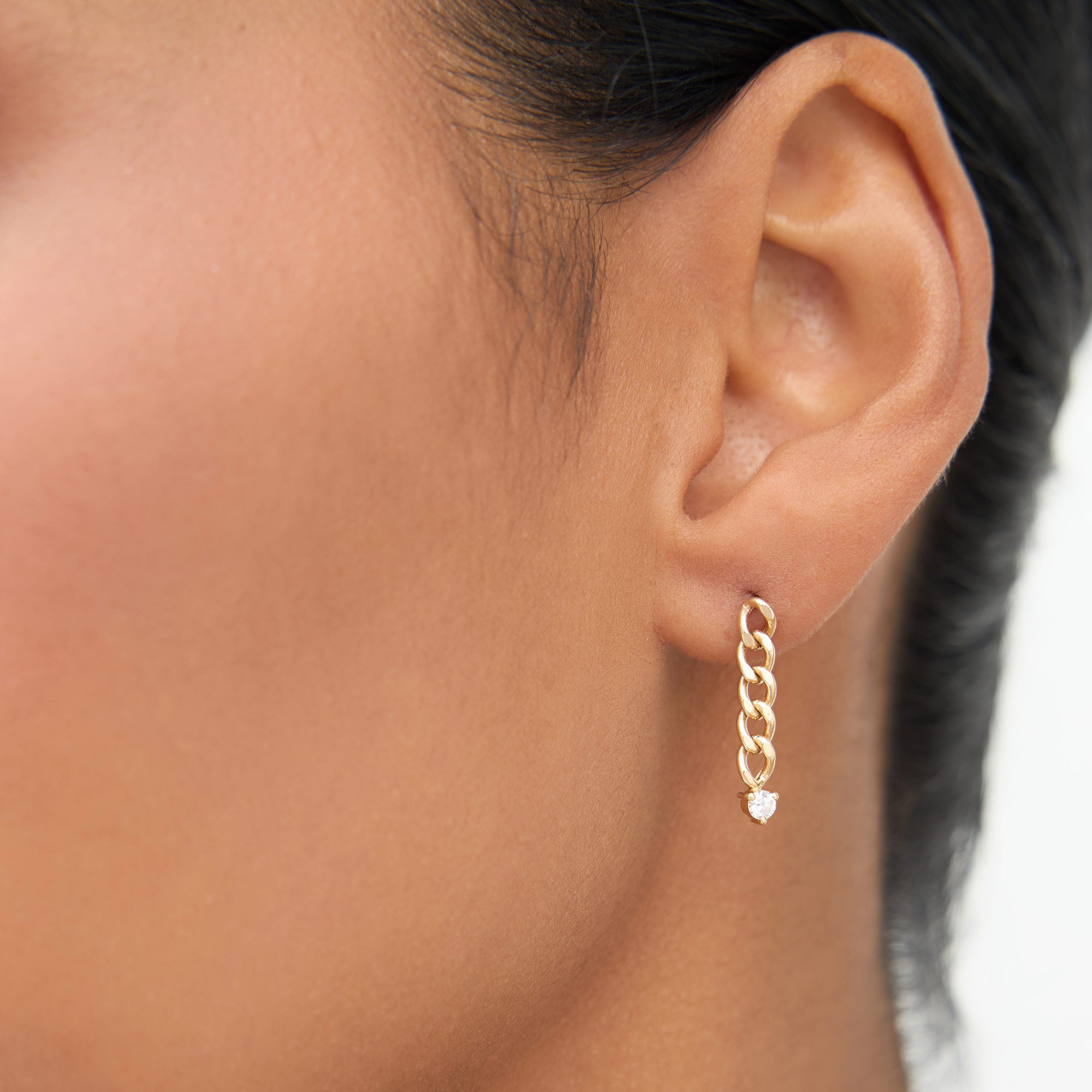 OBFJ2057 - 14k Cuban Link Diamond Earrings 2