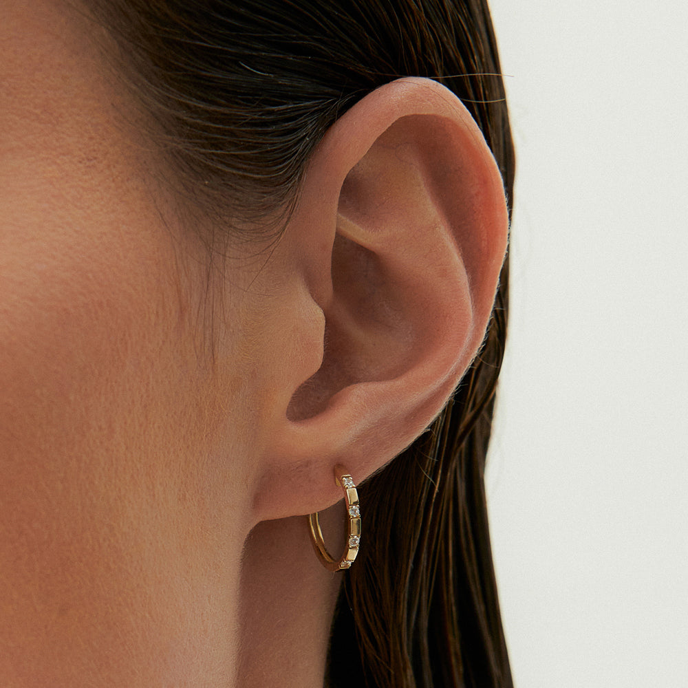OBFJ0109 - 14k Rose Dainty Diamond Hoop Earrings 2