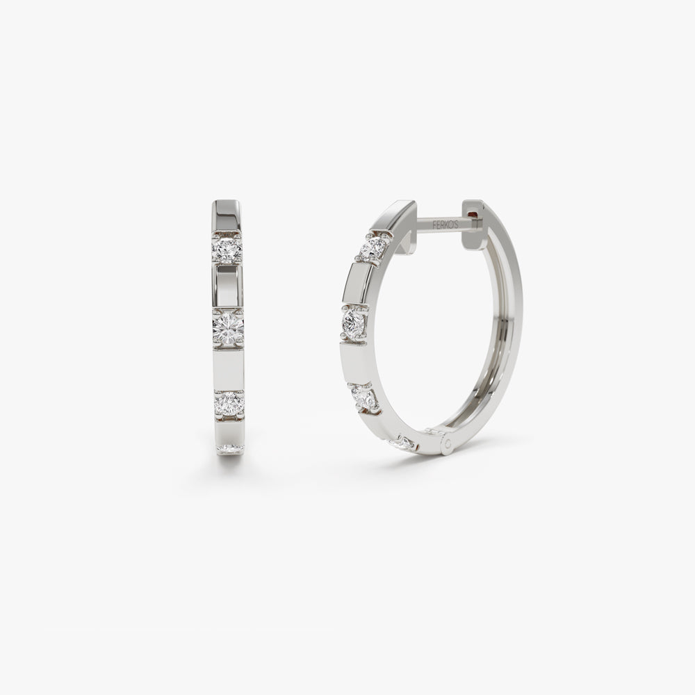 OBFJ2277 - 14k Dainty Diamond Hoop Earrings 6