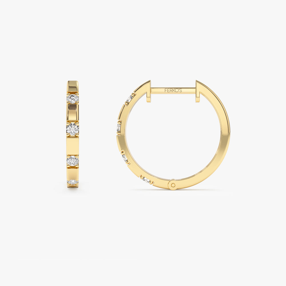 OBFJ2277 - 14k Dainty Diamond Hoop Earrings 7