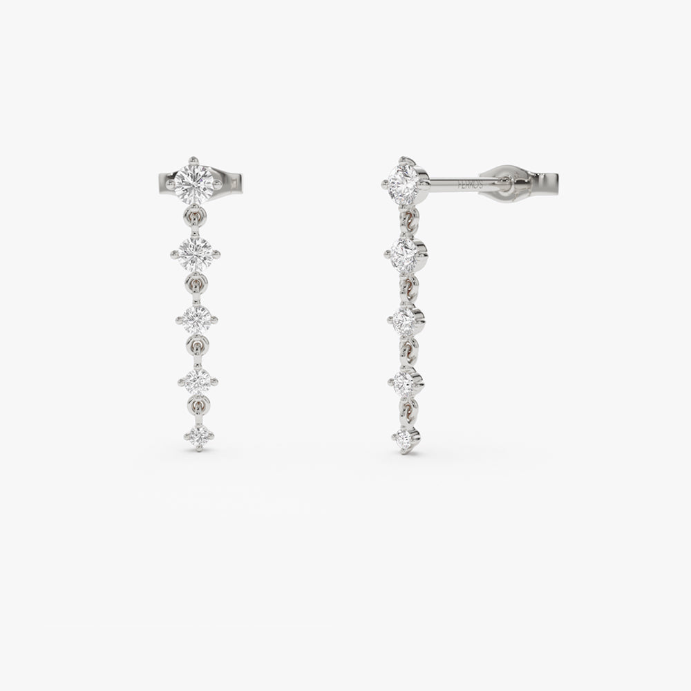 OBFJ1506 - 14k Dangling 4 Prong Diamond Drop Earrings 6