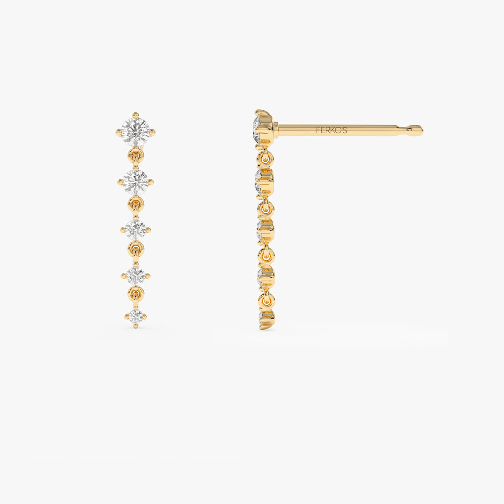 OBFJ1506 - 14k Dangling 4 Prong Diamond Drop Earrings 7