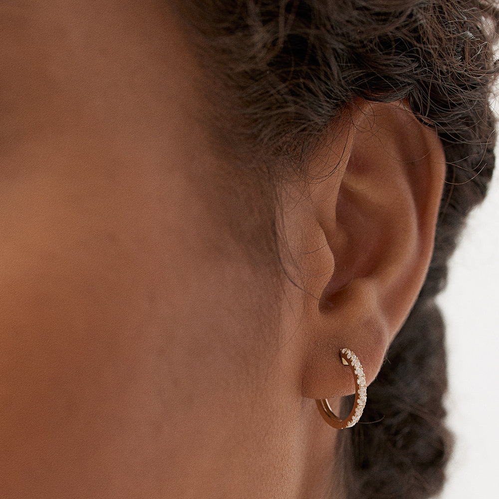OBFJ1472 - 14k Diamond Huggies Earrings 16MM 3