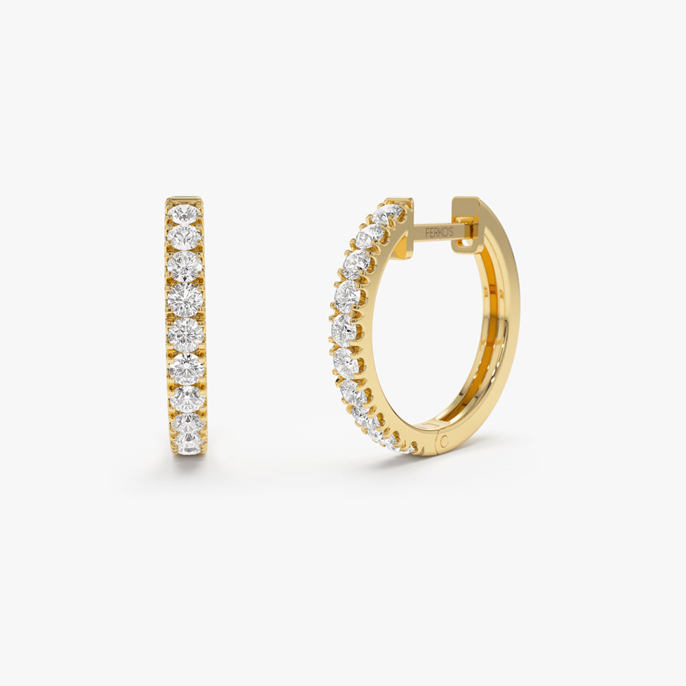 OBFJ1472 - 14k Diamond Huggies Earrings 16MM 1