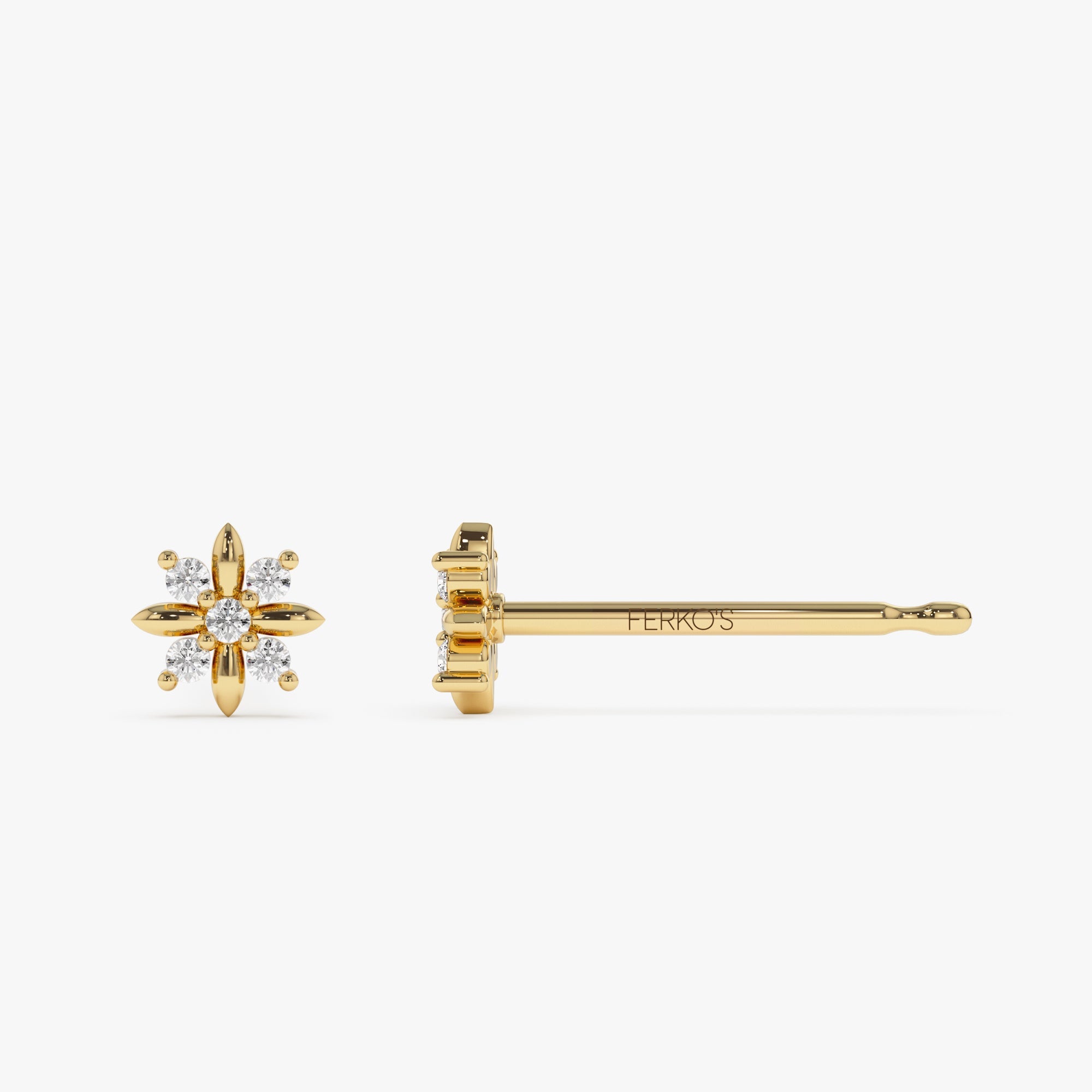 OBFJ1264 - 14k Dainty Crisscross Cluster Diamond Studs 8