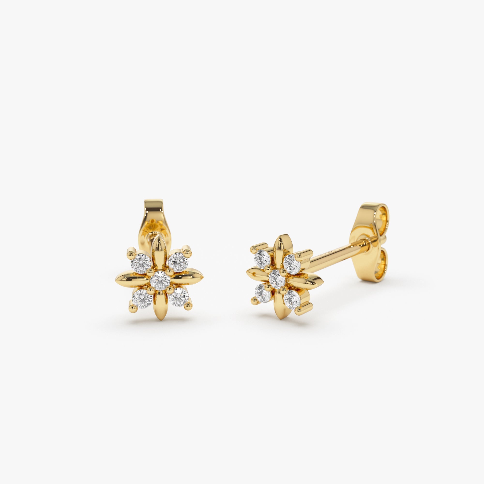OBFJ1264 - 14k Dainty Crisscross Cluster Diamond Studs 1