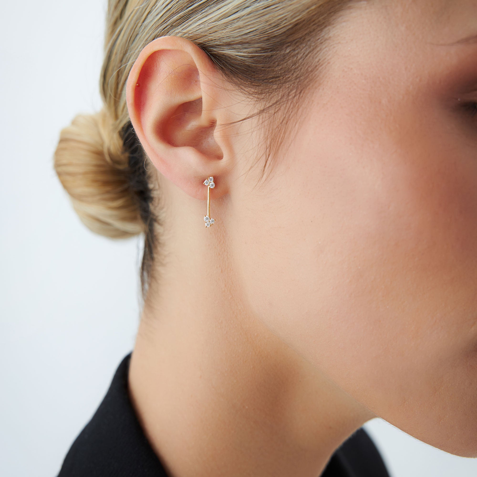 OBFJ1284 - 14k Vertical Bar Diamond Earrings 3