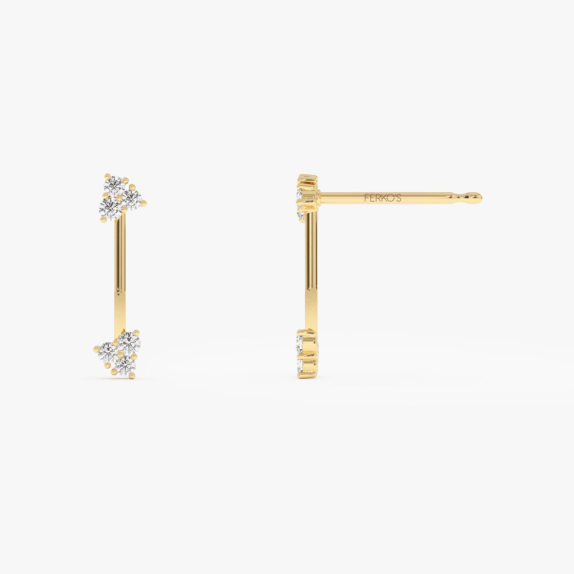 OBFJ1284 - 14k Vertical Bar Diamond Earrings 6