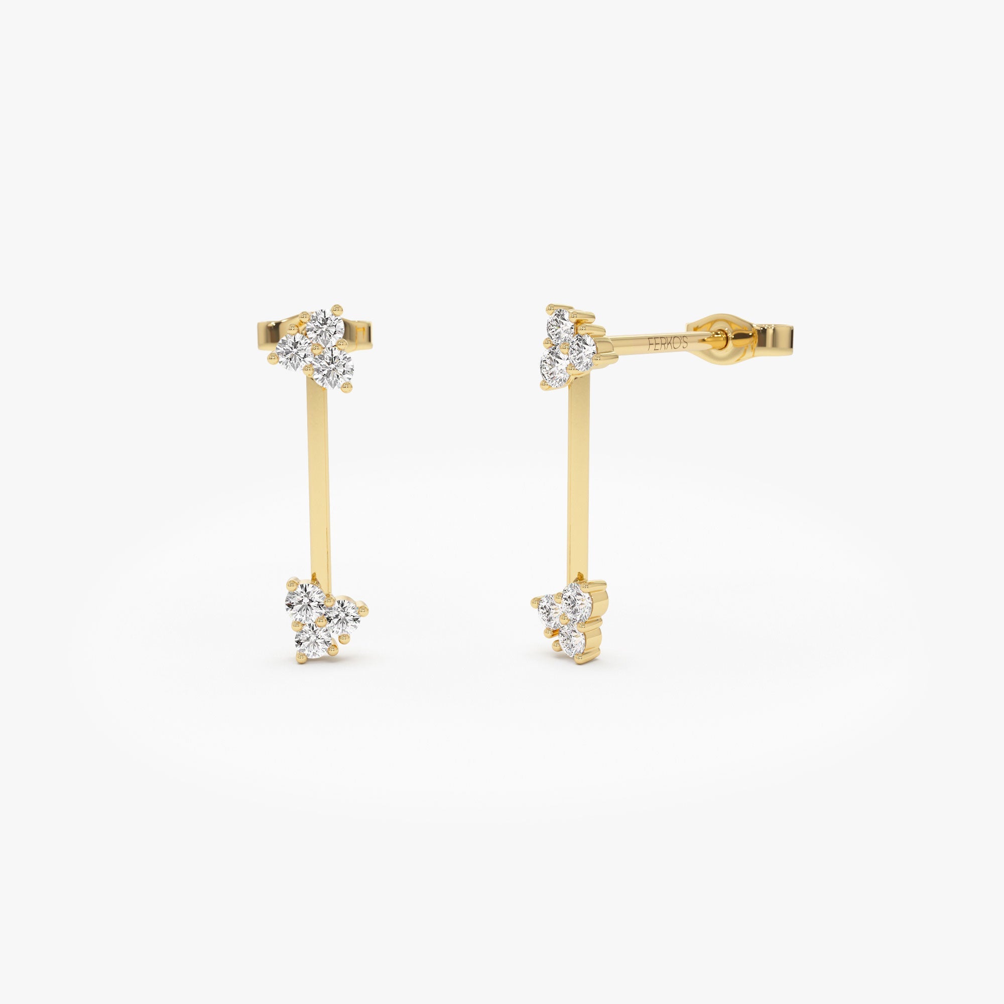 OBFJ1284 - 14k Vertical Bar Diamond Earrings 1
