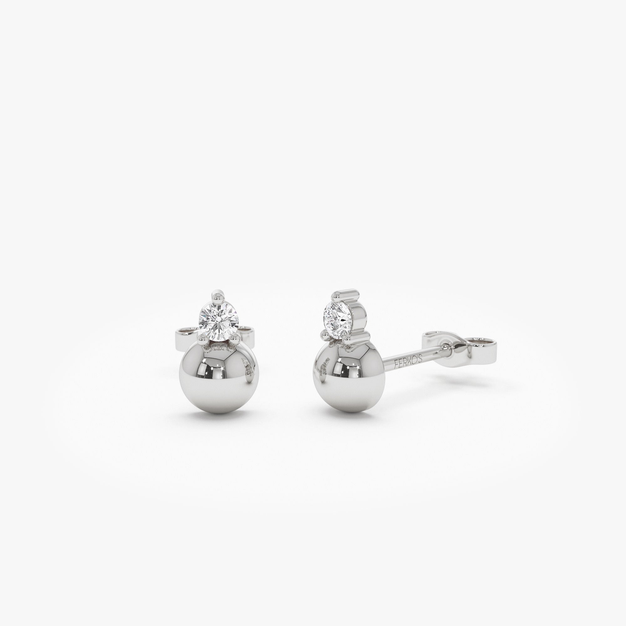 OBFJ1208 - 14K Gold Diamond Ball Studs 7