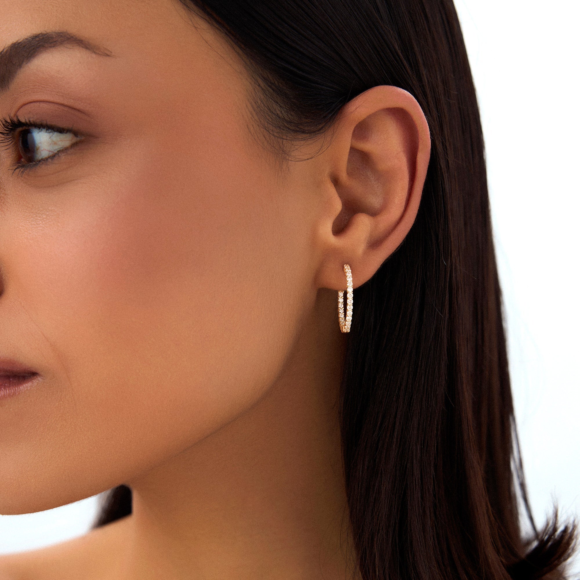 OBFJ0992 - 14Kt 21.5MM Inside Out Diamond Hoops 2