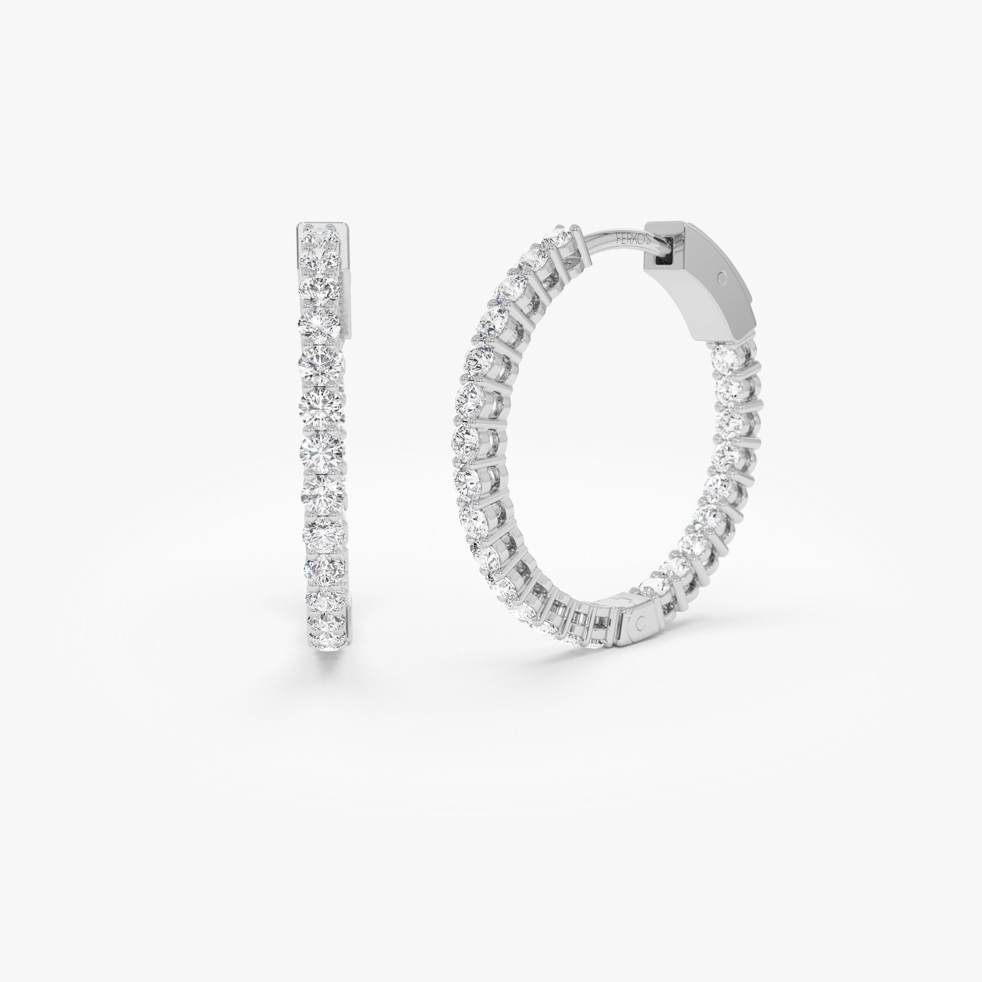 OBFJ0992 - 14Kt 21.5MM Inside Out Diamond Hoops 8