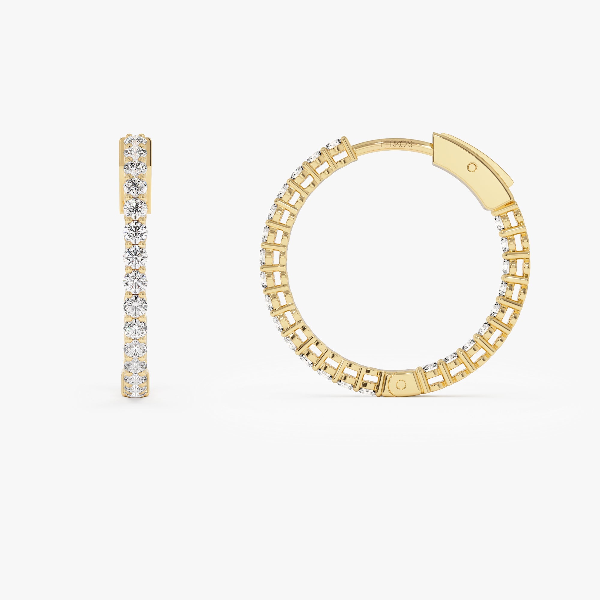 OBFJ0992 - 14Kt 21.5MM Inside Out Diamond Hoops 7