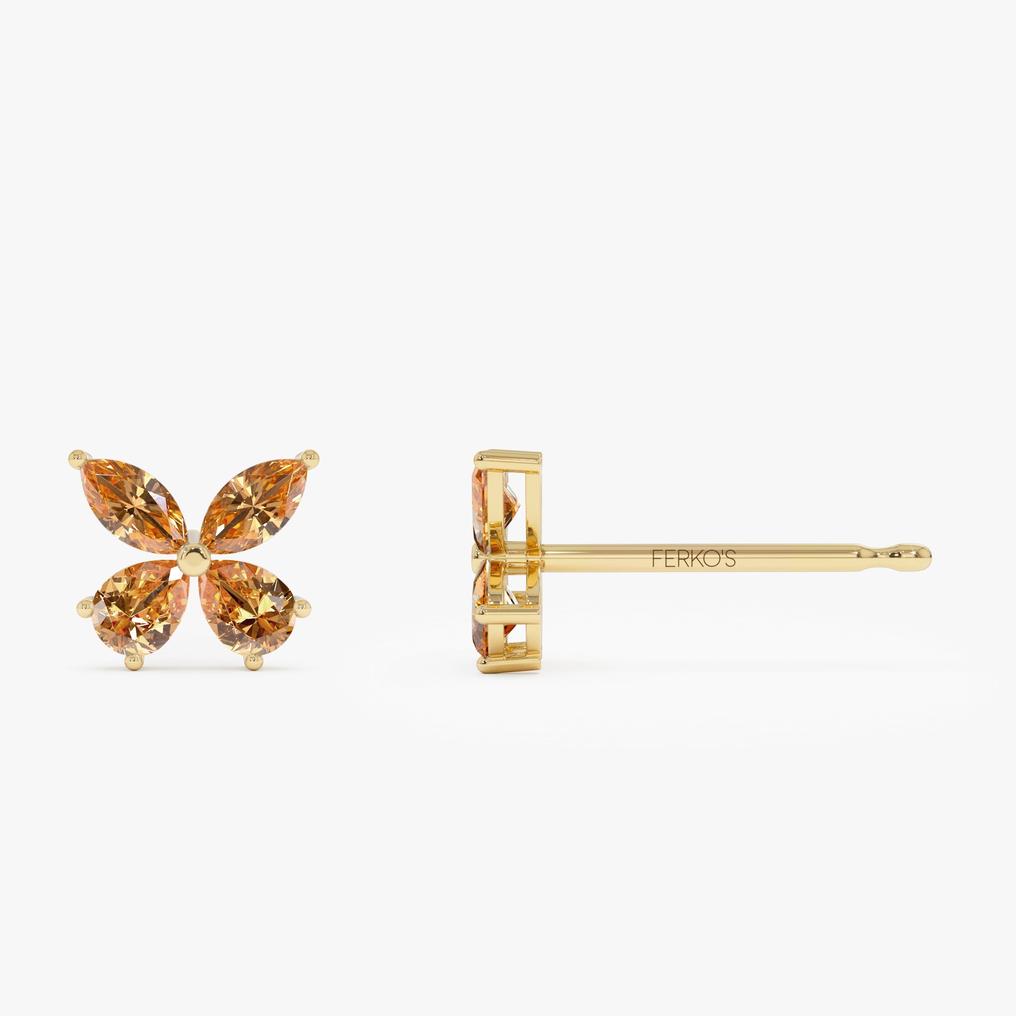 OBFJ0791 - 14K Citrine Butterfly Stud Earrings 7
