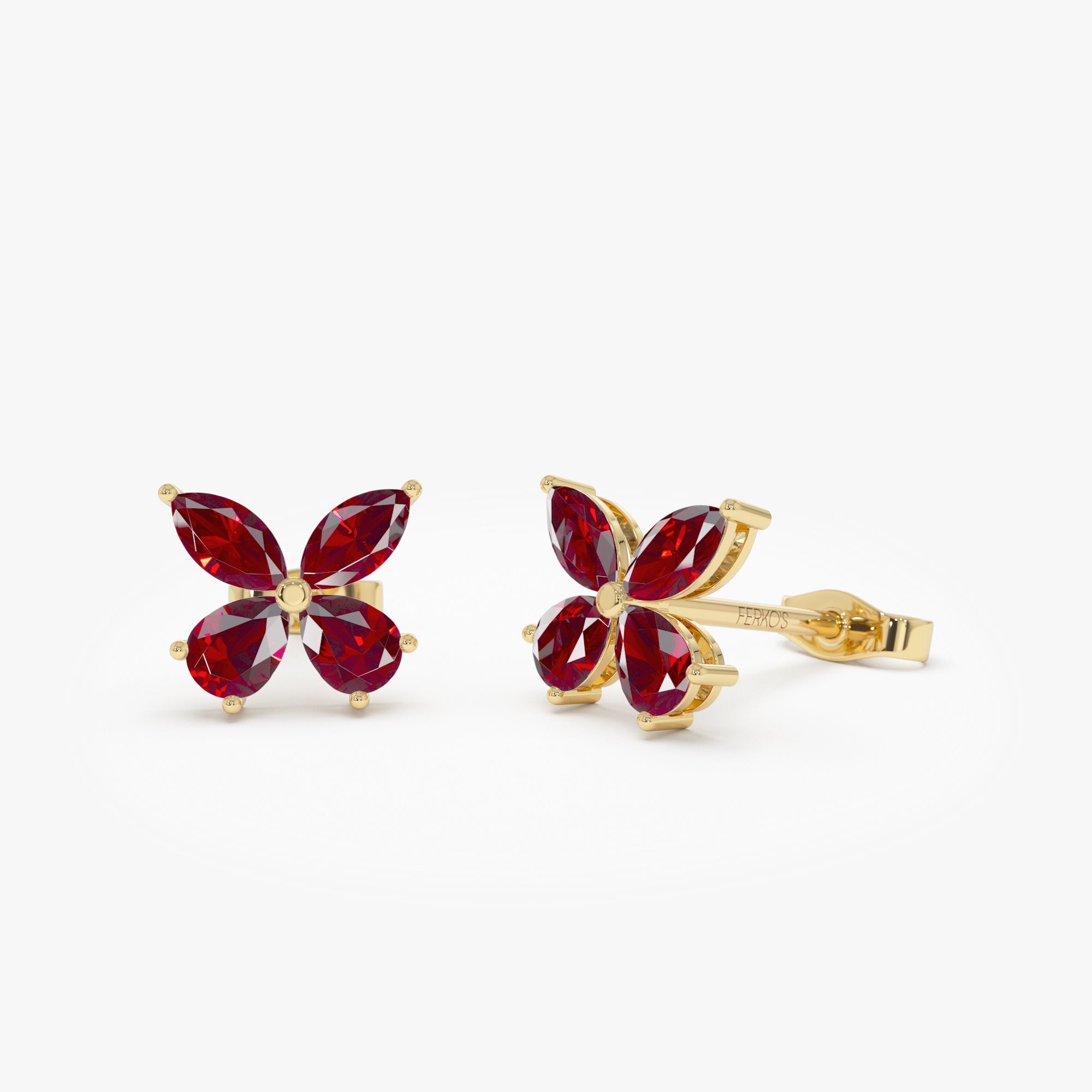 OBFJ0792 - 14K Garnet Butterfly Stud Earrings 1