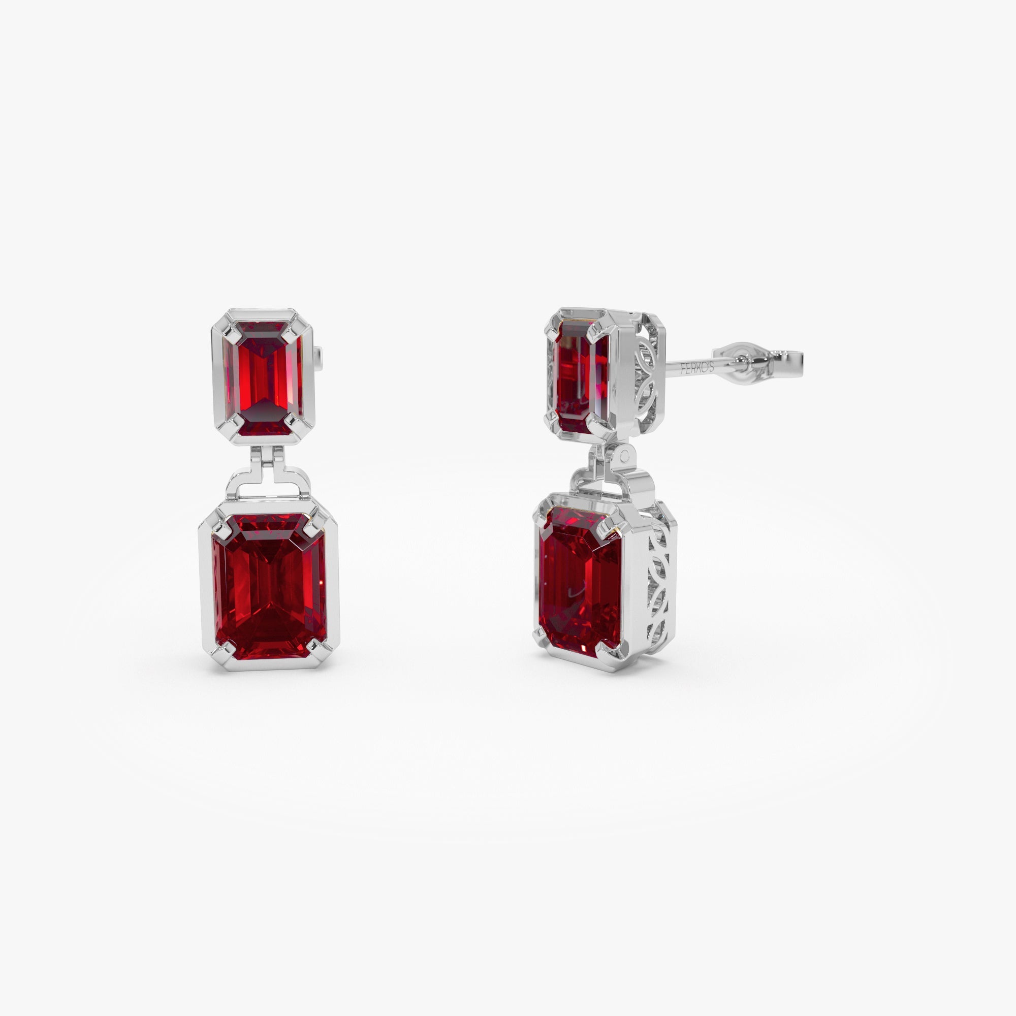 OBFJ0808 - 14K Emerald Garnet Dangle Drop Earrings 5