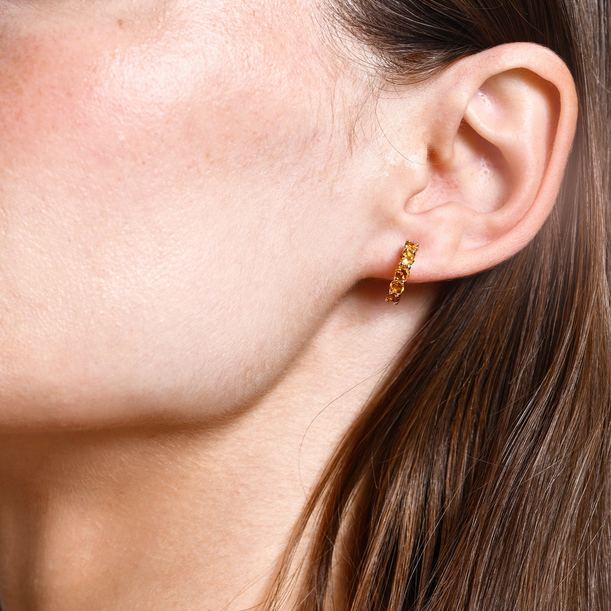 OBFJ0494 - 14K Prong Set Citrine Half Hoops 2