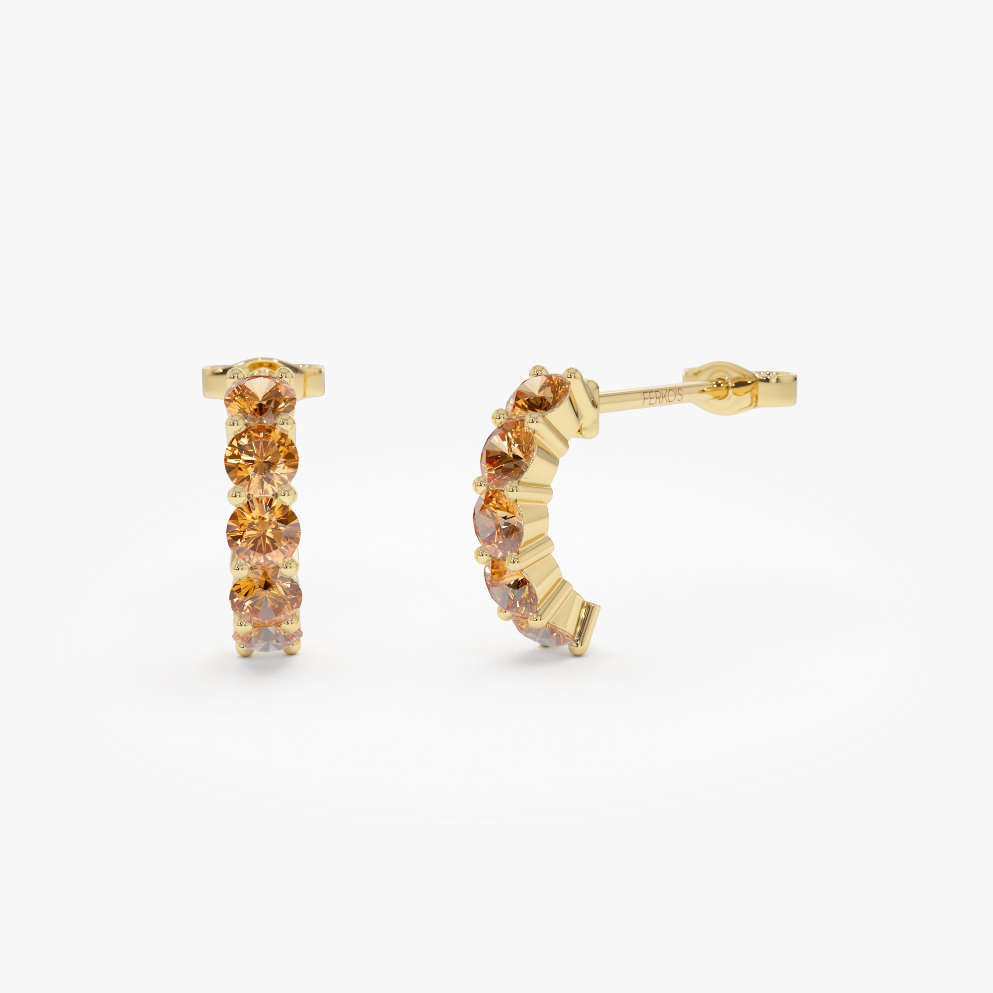 OBFJ0494 - 14K Prong Set Citrine Half Hoops 1