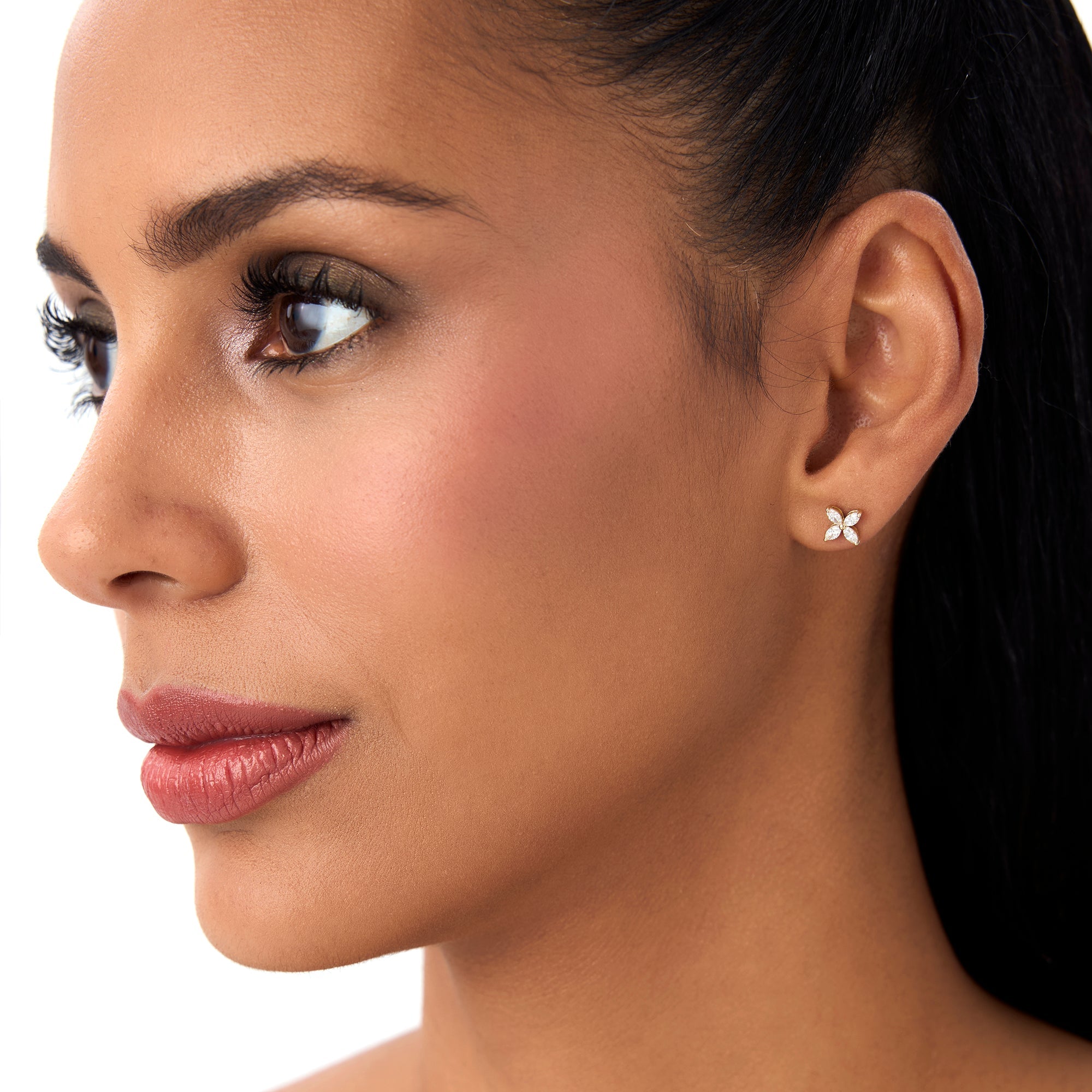 OBFJ0638 - 14k Marquise Diamond Cluster Studs 3